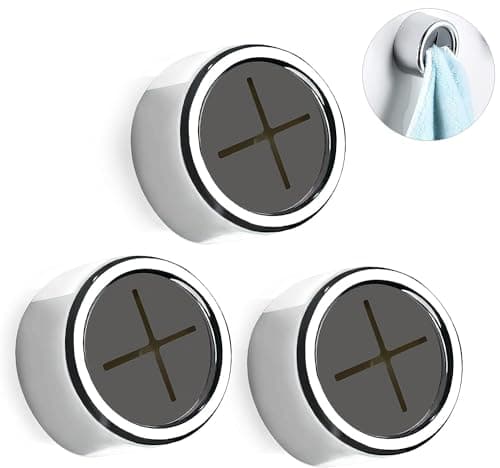 Image of chenqi 3 Pcs Self-Adhesive Tea Towel Holder, Premium Towel Hooks Round Wall Mounted Towel Hooks Push in Suction Hand Towel Holder Set for Kitchen Bathroom and Home