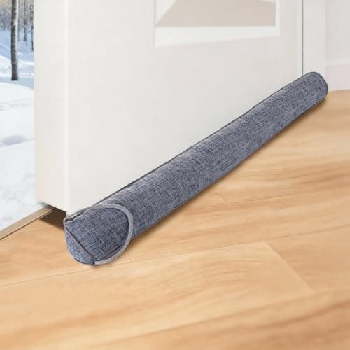 Image of Heavy Duty Draft Excluder for Doors Cushion, 92 cm x 10 cm - Thick Under Door Draught Excluder, Draft Stopper for Bottom of Door, Wind and Noise Blocker with Hook Loop