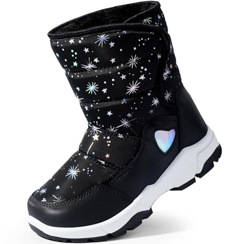 Image of Harvest Land Kids Snow Boots Boys Girls Winter Boots For Toddler Waterproof Snow Ankle Boots Kids Anti-slip Walking boots Warm Fur Lined High-Top Snow Boots