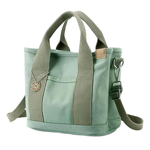 Image of Small Canvas Bag for Women, Canvas Tote Bag, with a Zip and a Pocket, Foldable Travel Pouch, Portable Canvas Storage Bag for Beach, Outdoor, Cosmetics, Small Items, Travel Accessories (Pink)