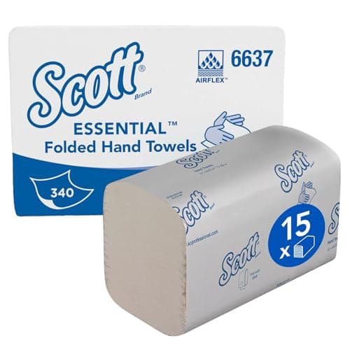 Image of Scott Essential™ Interfolded Hand Towels, 1 Ply Compact Paper Towels, Superior Absorbency & Airflex™ Technology, 15 Packs x 340 Sheets (5,100 Total), Model Nr. 6637