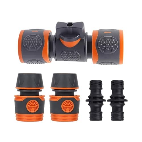 Image of 5 Pack Garden Hose Connector with Control Valve,2Pcs End Quick Connectors for Hose Pipe Fitting 1/2" Plastic Tap Connector and 2pcs Double Male Hose Connectors,Control and Block Water Flow