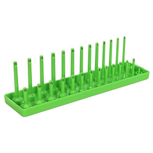 Image of Sealey Sh1414Hv Socket Holder 1/4in Sq Drive 4-15Mm Hi-Vis Green