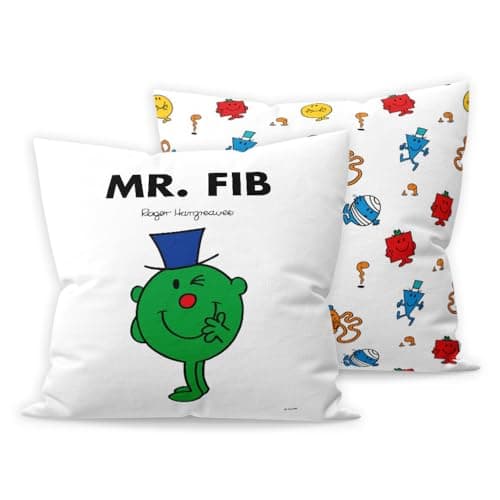 Image of Mr Men Mr. Fib Cushion – 40cm x 40cm Soft-Touch Faux Suede Pillow with Microfibre Inner | Perfect Home Décor & Gifting Idea