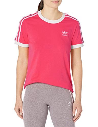 Image of adidas Originals Women's 3-Stripes Tee T-Shirt, Power Pink/White, Small
