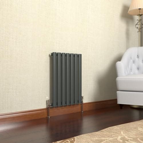 Image of GY Bath Horizontal Radiator Anthracite Oval Column Designer 600x413mm Single Modern Central Heating Rads