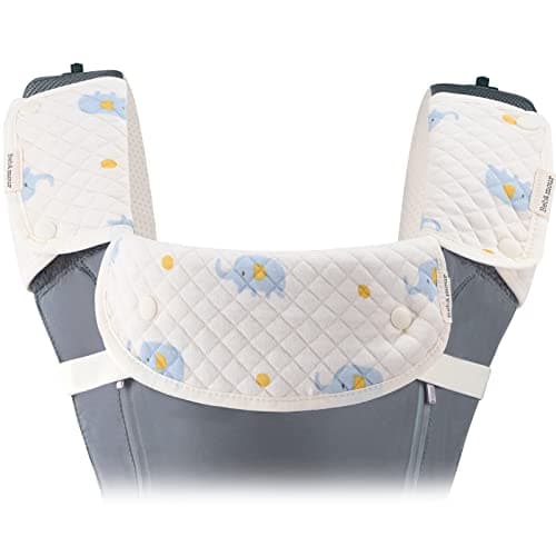 Image of bebear Sucking Pads for Baby Carrier Teething Pads Drool Bibs Cotton Baby Carrier Bibs 3PC Fits All Brands Baby Carrier, Blue Elephant