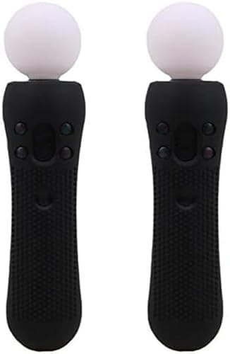 Image of 2 pcs Silicone Rubber Cover Anti-Slip Protective Skin Case for Playstation PS4 VR Move PS Move Motion Controller Black