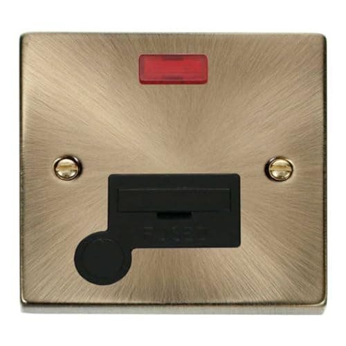 Image of Antique Brass 13A Fused Connection Unit With Neon With Flex