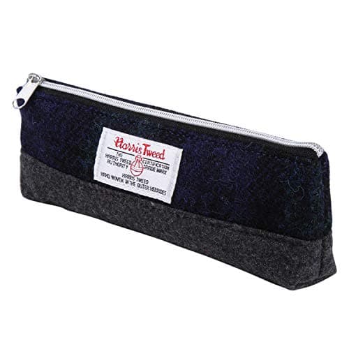 Image of Harris Tweed Plaid Tartan Zipped Pencil Cases Makeup Case Pen Bag Purse (Green Tartan)
