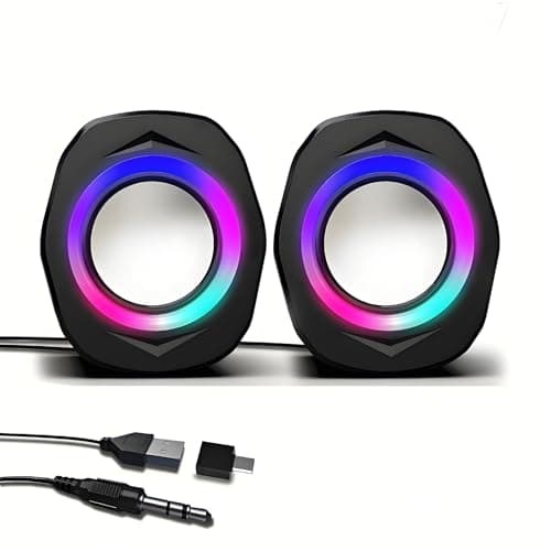 Image of WMQ USB Wired Computer Speakers for Desktop PC - 2.0 Wired Speaker for Monitor, Powered PC Speakers with 3.5mm Jack（Black）