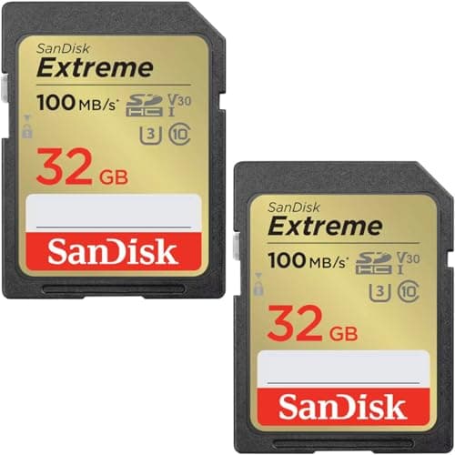Image of SanDisk 32GB Extreme SDHC cards (2-pack) + RescuePRO Deluxe, up to 100MB/s, UHS-I, Class 10, U3, V30