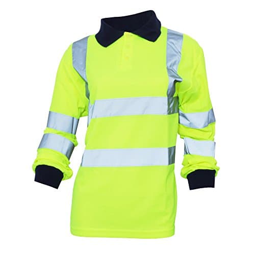 Image of Yoko Hi-Vis Yellow Long Sleeve Polo Shirt, EN471 Class 3, Size L