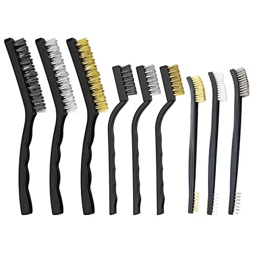 Image of Wire Brush Set, Metal Rust Remover Brushes Handy Steel/Nylon/Brass Brush Set Suitable for Cleaning Welding Slag and Rust 9pcs