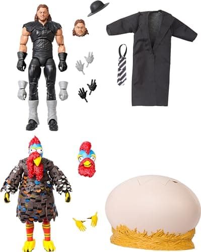 Image of Mattel WWE Set of 2 Action Figures, Ultimate Edition Survivor Series 1990 Undertaker & Gobbledy Gooker Collectibles with Interchangeable Accessories