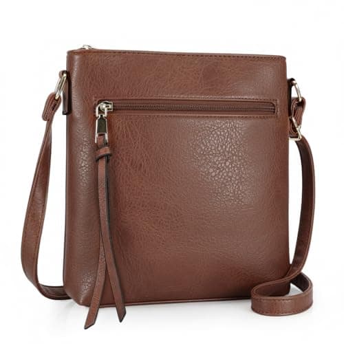 Image of DOB SECHS Soft PU Leather Crossbody Bags for Women, Cross Body Bag with Multiple Pockets, Adjustable Strap, Perfect for Daily Use, Brown