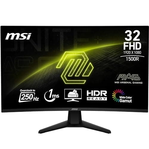 Image of MSI MAG 32C6X 32 Inch FHD Curved Gaming Monitor - 1500R 1920 x 1080 VA Panel, 250 Hz(OC) - 1ms MPRT, Adaptive Sync - DP 14a, HDMI 20b CEC