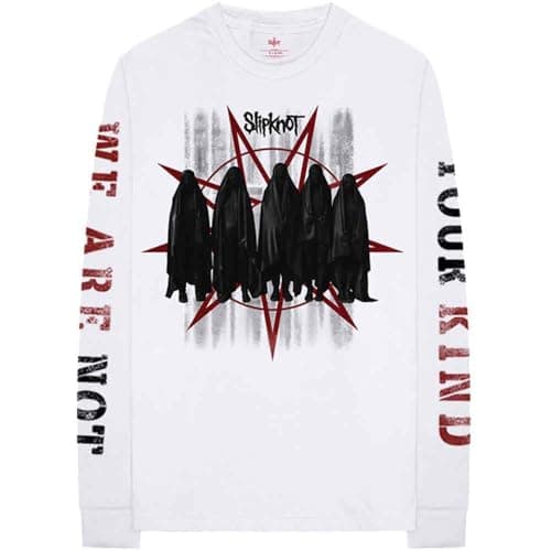 Image of Slipknot T Shirt Shrouded Group Band Logo Official White Long Sleeve Unisex XXL