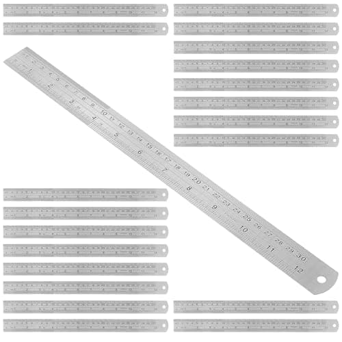 Image of SENJEOK 40 PCS 30cm Stainless Steel Ruler, 12 Inch/300mm Metal Straight Edge Ruler for Workshop, DIY Projects