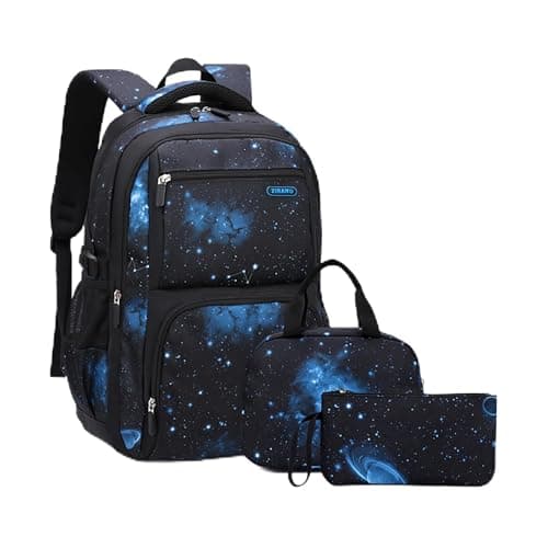 Image of Galaxy School-Bag Backpack and Lunch-Bag Set for Boys Middle-School Elementary Rucksack