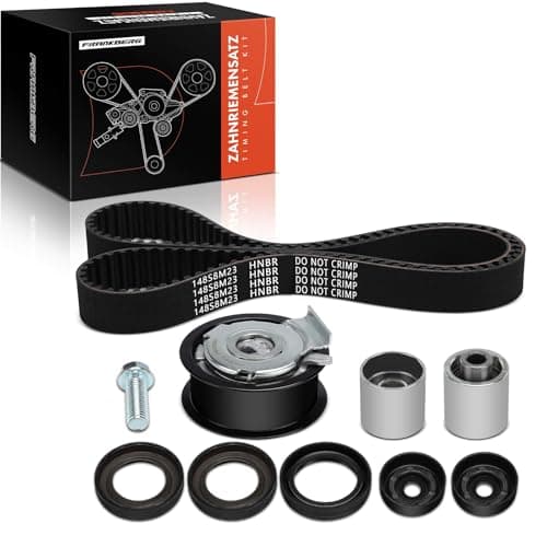 Image of Frankberg Timing Belt Set Timing Belt Belt Tensioner Compatible with Golf V 1K1 Pas.sat 3C2 A3 8P1 A4 8EC A6 4F2 Oct.avia II 1Z3 Polo 6C1 6R1 Tou.ran 1T1 1T2 Leon 1P1 Replace# 06F198119A