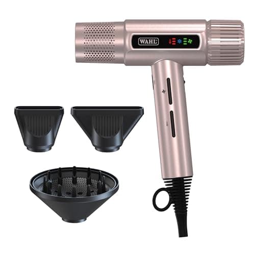 Image of Wahl Vanquish Rose Gold Hair Dryer, Lightweight, LED Display, Quiet, Professional, 3 Attachments, Powerful, Cool Drying, 3 Speed-Settings, Auto-Clean, Even Drying, Quick Dry