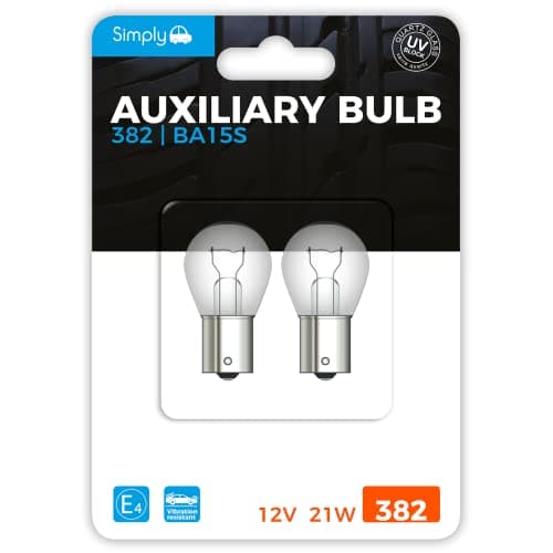 Image of Simply S382BL 382 (P21W) Auxiliary Bulb Blister, 12V 21W, Base BA15S, High Performance and Maximum Visility, Provide Drivers with more time to React to Changes in Traffic Situations