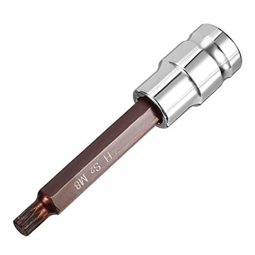 Image of sourcingmap 1/2" Drive x M8 (8mm) Triple Square Spline Bit Socket, S2 Steel Bits CR-V Sockets 4" Length Use with Ratchet Wrench, Slide Bar, Extension Rod
