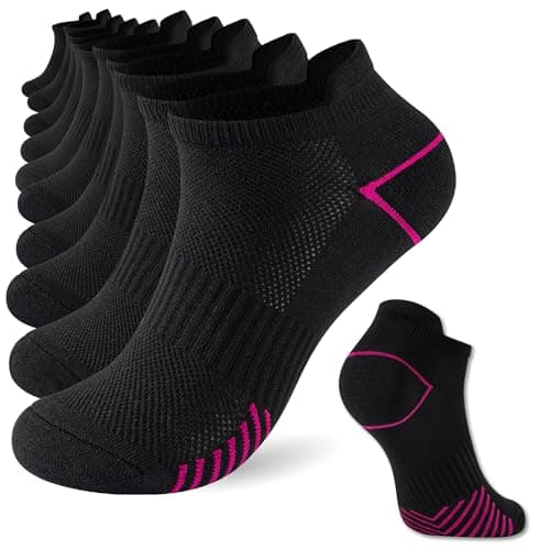 Image of The Essentials Wardrobe 10PK Ladies Performance Trainer Liner Socks - UK 4-8/EU 37-42 - Black