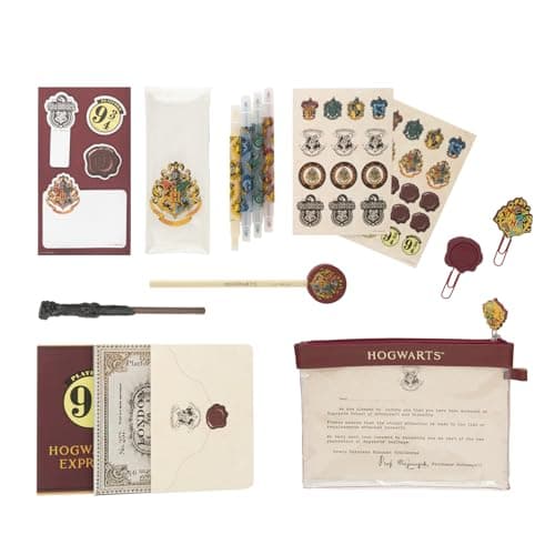Image of Grupo Erik Harry Potter Stationery Set | Pencil Case With A6 Notebooks, Highlighters, Sticky Notes, Paper Clips, Stickers, Pen, Pencil | Harry Potter Gifts
