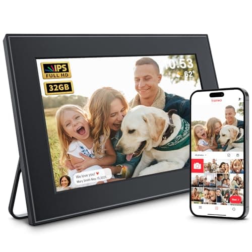 Image of 32GB WiFi Digital Photo Frame, 10.1 Inch Frameo Photo Frame,1280x800 HD IPS Touch Screen, Auto-Rotate, Share Photos/Videos Instantly via Frameo App from Anywhere, Wall Mountable. Black