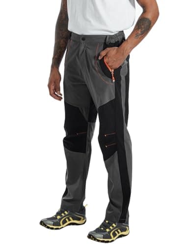 Image of donhobo Mens Walking Hiking Trousers,Summer Breathable Lightweight Quick Dry Water Resistant Camping UPF 50+ Pants Dark Grey 34