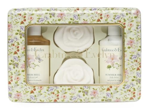 Image of Crabtree & Evelyn 4 Piece Gift Set Tin (4-piece Set, Summer Hill)