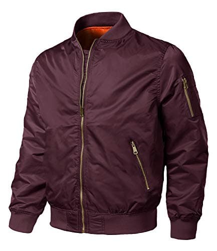 Image of EKLENTSON Men's Softshell Bomber Jacket Casual College Varsity Jacket Windbreaker Pilot Coat Wind Red