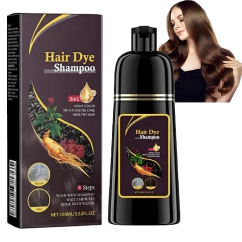 Image of 100ml Dark Brown Hair Dye Shampoo,Colour Shampoo To Cover Grey Hair,H-air Instant Dye Sh-ampoo In Minutes,For Even Tone, Long-Lasting Shine & Frizz Control, Gentle Plant-Based Formula For Dry H-air