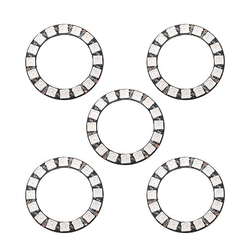 Image of Sparkleiot 16 Bits WS2812 RGB LED Ring SMD 5050 Addressable LED String Individual Programmable with Integrated Driver DC 5V for Arduino Raspberry Pi ESP32(Pack of 5pcs)