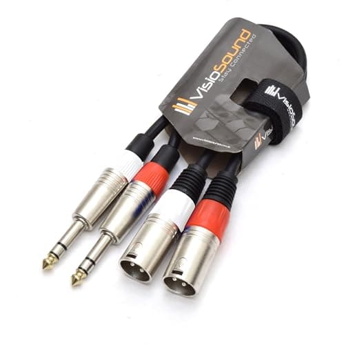 Image of VisioSound 2 x Male XLR to 2 x 6.35mm 1/4" Stereo TRS Jack Balanced Twin Lead/Patch Cable 0.5m
