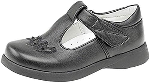 Image of Girls Touch Fastening T-bar Shoes Black Size 10 UK