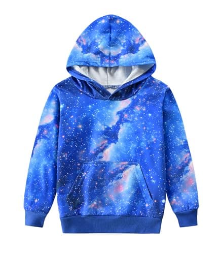 Image of DHASIUE Boys Galaxy Hoodie 3D Printed Long Sleeve Hooded Jumper Hoody Kid Pullover Sweatshirt with Pocket 10 Years