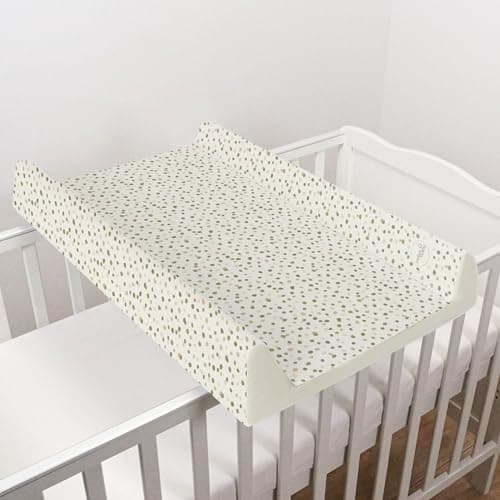Image of Baby Hard Base Changing Mat/Top Changer 80x50 cm fits 140x70 cm Cot Bed Unisex Wedge Anti Roll Nappy Newborn Baby Waterproof Changing Mat with Raised Edges (Spots)