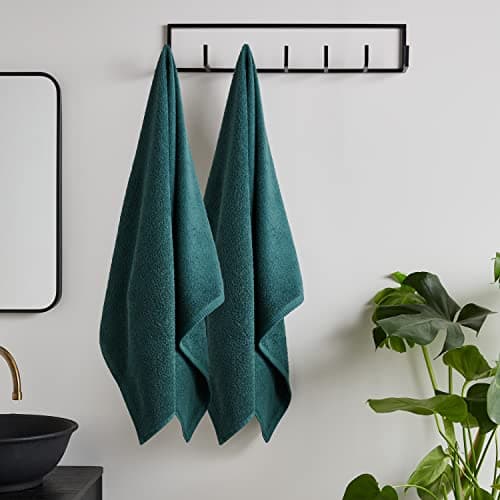 Image of Catherine Lansfield Quick Dry Cotton Bath Sheet Pair Forest Green