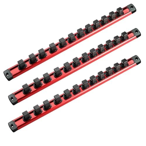 Image of ACEBON Magnetic Socket Organizer Set, 3PCS Aluminum Alloy Socket Rail, Heavy Duty Socket Holder, 1/2-Inch Socket Rack, Holds 36 Sockets
