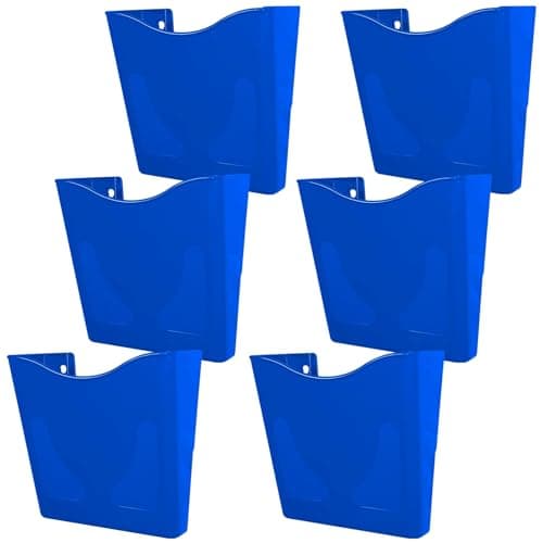 Image of Deflecto 6-Pack Blue A4 Wall Mounted Document Holders – Portrait Sign, Leaflet & Menu Display Stands