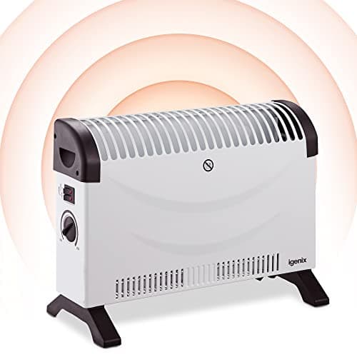 Image of Igenix IG5200 Portable Electric Low Energy Convector Heater with Adjustable Thermostat, Freestanding Radiator Ideal for Home or Office, 2000 Watt, White