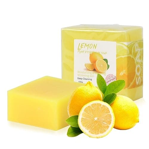 Image of 2 PCS Lemon Soap Bar, Natural Handmade, Organic Soap Bar 100g, Solid Soaps for Skin Hair Body Face Cleansing Bath Shower Wash