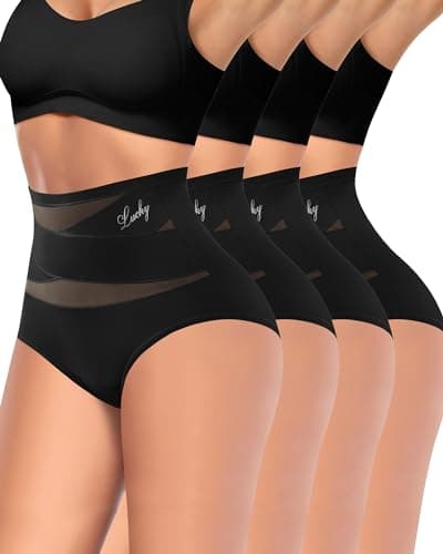 Image of MIOTAN Women's Underwear Tummy Control Knickers High Waisted Multipack Pack Postpartum Ladies Panties Briefs (Black,M)
