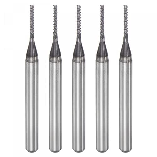 Image of sourcing map End Mill CNC Router Bits, 1mm x 7mm 1/8" Shank Diamond Film Coated Carbide Engraving Bit Milling Cutter Right Hand for PCB Plastic Fiber Wood 5pcs