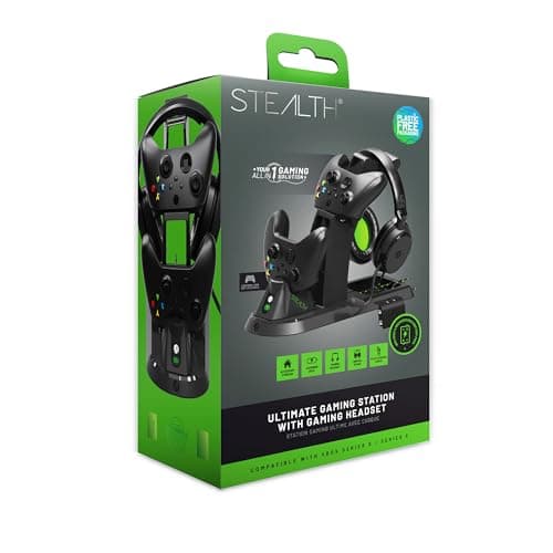 Image of STEALTH Ultimate Gaming Station for XBOX Series X/S, with Matching Headset and Controller Stand, 2m braided USB-C Charging Cable and Rechargeable Battery Pack
