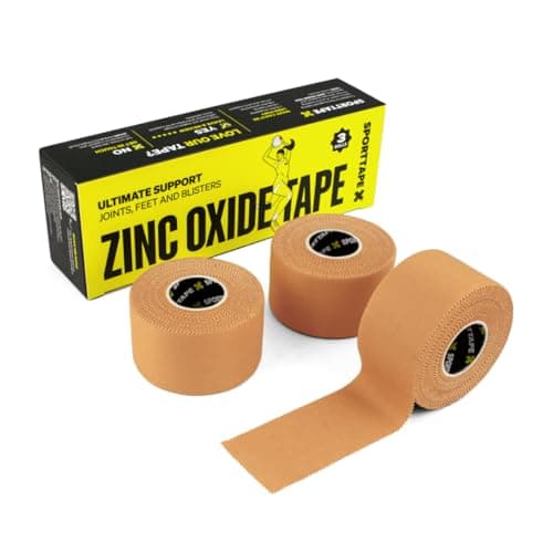 Image of 3 Rolls SPORTTAPE Tan Zinc Oxide Tape 3.8 cm x 10 m – Rigid Rayon Strapping for Blister Prevention, Ankle & Joint Support | Strong Adhesive Athletic Tape for Rugby, Football, Physio