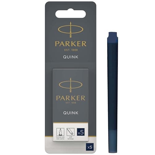 Image of Parker Fountain Pen Ink Refill Cartridges | Long | Blue-Black QUINK Ink | 5 Count (Blister)